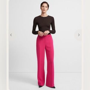 Theory Crepe Wide Leg Trouser Magenta Size 4